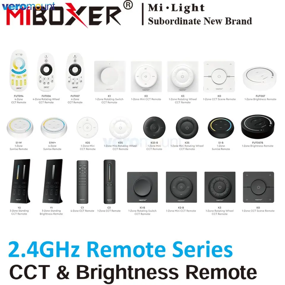 Milión 2.4g Wireless Dimmer Remote FUT006 FUT007 FUT094 S1-W S1-B S1W+ C1 C1 Y1 Y2 K0 K1 K2 K3 K2S K3S pre LED žiarovku LED CCT MIBOXER