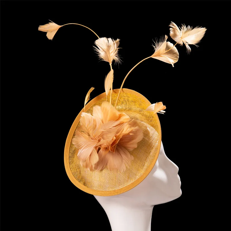 Millinery Hat Fascinatory Hat Summer Taliansko Sinamay Hat Church Hat Vintage Hepburn módny klobúk lánajúca zmes Zmes zdobený klobúk