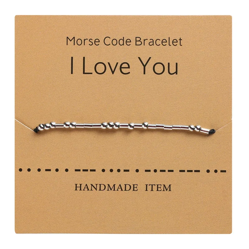 Milujem ťa Morse Code Náramok Romantický deň valentín Ručne vyrobený nastaviteľný korálky šperky pre ženy milovníkov pár darček