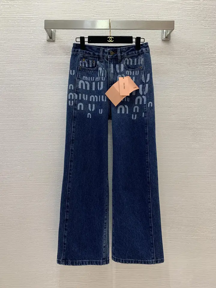 MIMIUNE 2025 Nový módny predaj ležérne džínsové nohavice Gomgovery Listy tlačené dámy Street Denim Dlhé nohavice