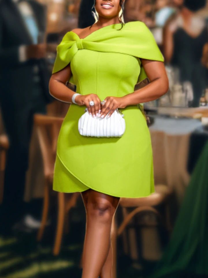 Mimo ramenných šiat pre ženy pre ženy Big Bow Neck Birthday Party Svadobné hosť letné africké šaty ples