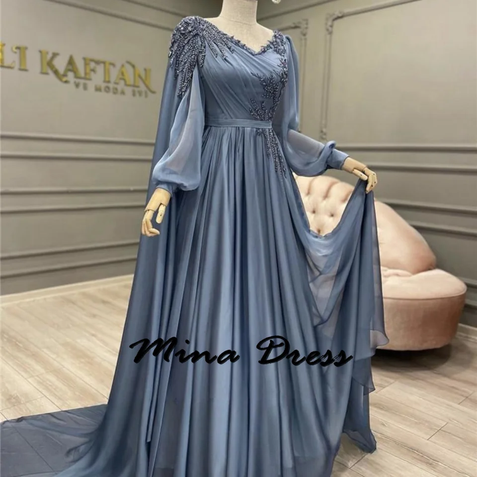 Mina Prispôsobené promócie V-krstu Es Elegantné večerné šaty pre formálne príležitosti robe robe rúž de soiree femmes dámske šaty