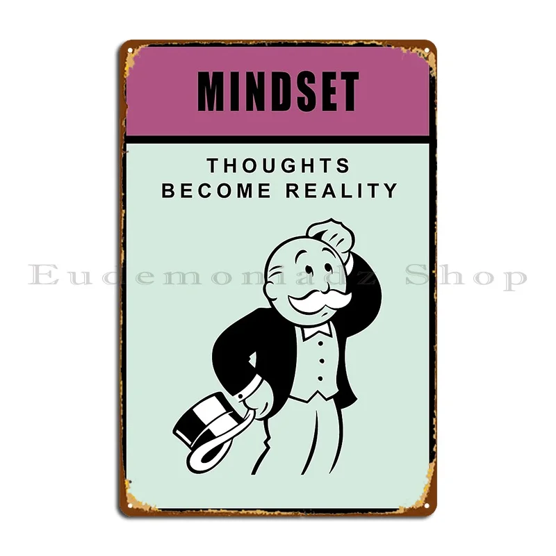 Mindset Monopoly Motivation Games Metal Plaque Decor Decor Prispôsobené dekorácie Party Retro Tin Sign Plagát
