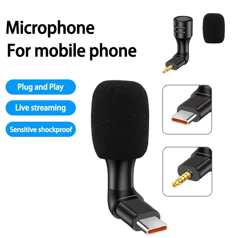 Mini 3,5 mm jack mikrofónový stereofónny mikrofón typu C na nahrávanie Mikrofónu v štúdiu mobilných telefónov pre smartfón