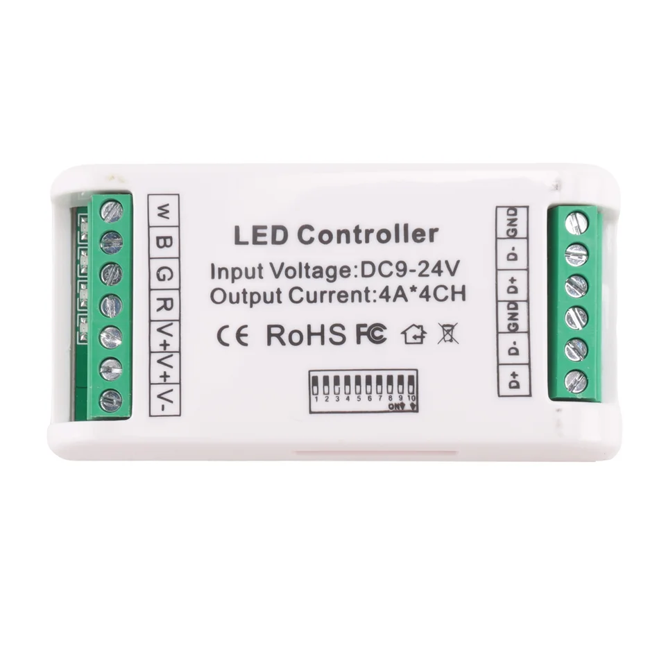 Mini 4-kanál DMX RGBW Decoder 16A RGB RGBW Strip Controller DMX 512 Driver Driver Driver pre LED pásové svetlá DC9-24V