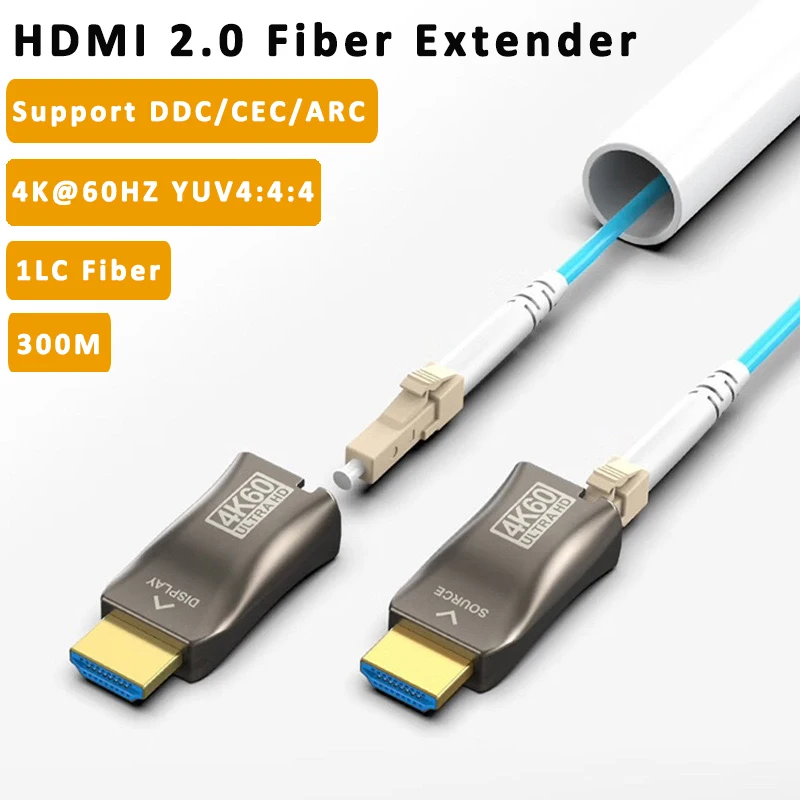 MINI 4K 60 Hz HDMI 2.0 Over Fiber Extender Multi Core LC vlákno do 300 metrov USB Power Input