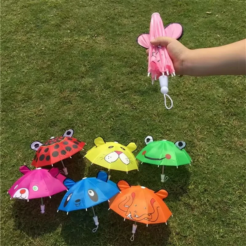Mini Animal Umbrella Detské fotografické rekvizity Malý priamy dáždnik prenosný vodotesný detský karikatúra dlhá rukoväť bezpečnostná dáždnik