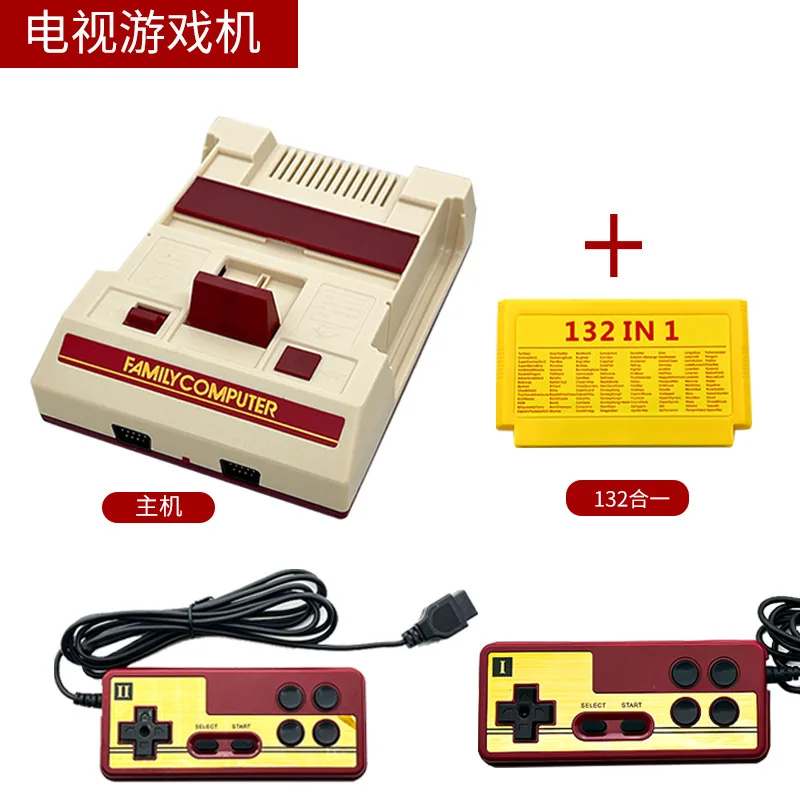 Mini AV TV 8 bitové retro retro konzola Video Game Built 500 Game + 132 v 1 hernej karte s duálnym gamepadom pre FC/NES Randheld Game Player Player