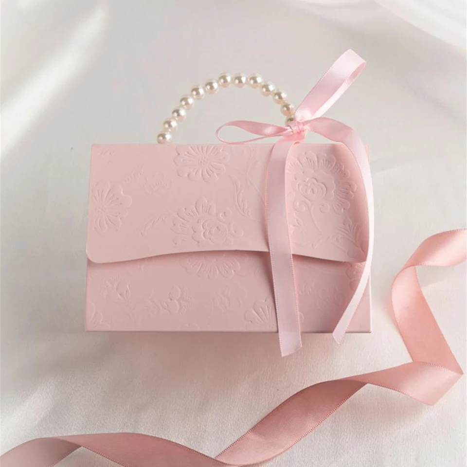 Mini balenie tašky Tlač kvetu Candy Box papierový box pre darčekové krabičky Malé darčekové tašky Svadobné výhody