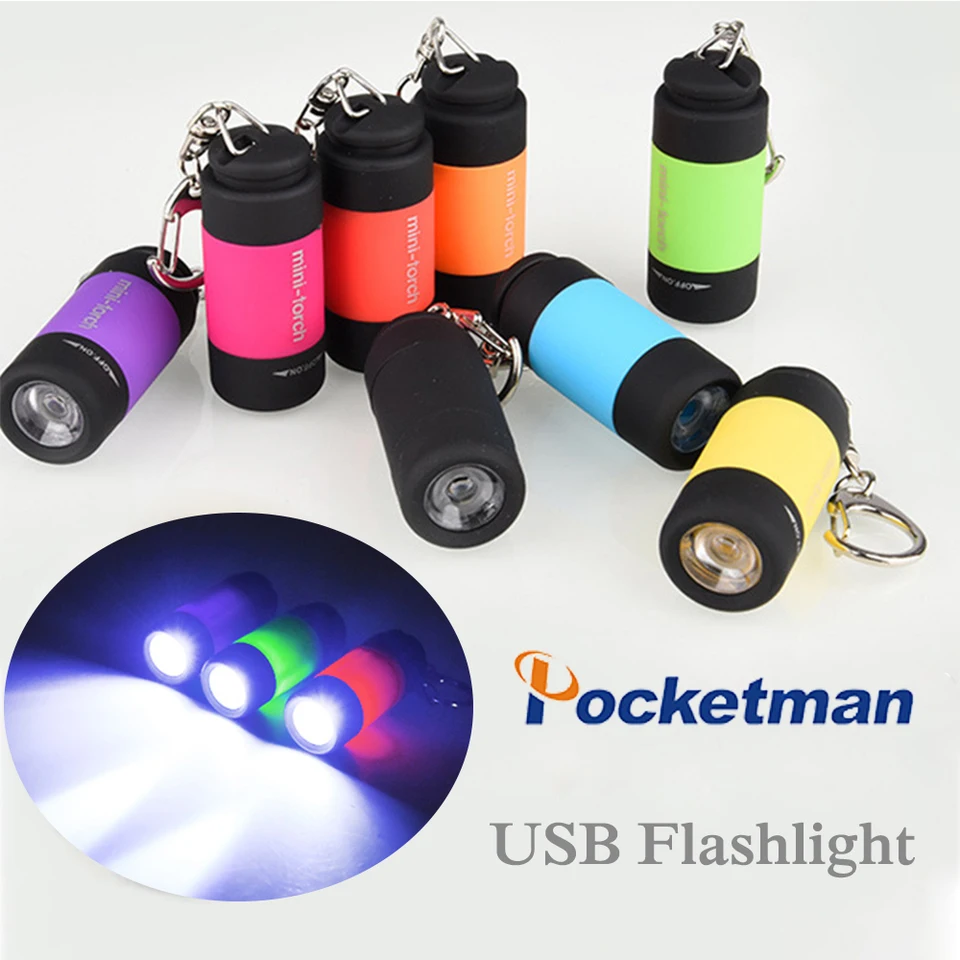 Mini baterka Keychain Lights Pocket Núdzové svetlo USB baterky vrecko na baterku baterky s kľúcmi kľúc