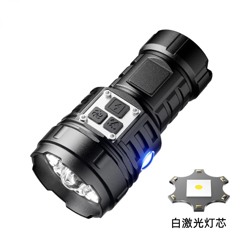 Mini blesk super výkonná baterka biely laser jasný kemping vstavaný 18650 batériový baterka vrecká na baterku turistika