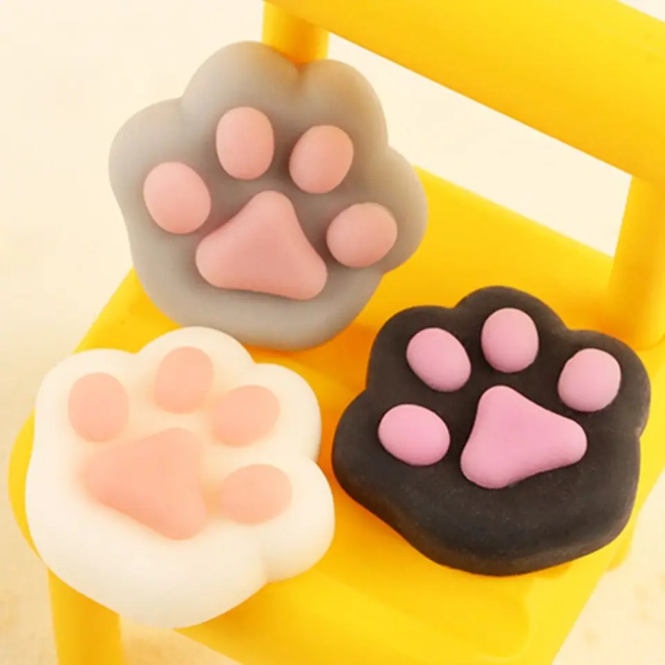 Mini Cat Paw Squeeping Toy Silikone Pinch Dekompresná hračka plyšový plyšový tp fidget senzory hračky pre deti