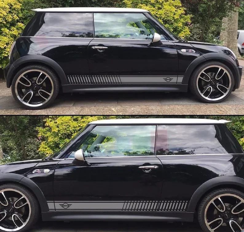 Mini Cooper Side Skirt Stripes Vinyl Decals Stickers Racing Sport Graphics