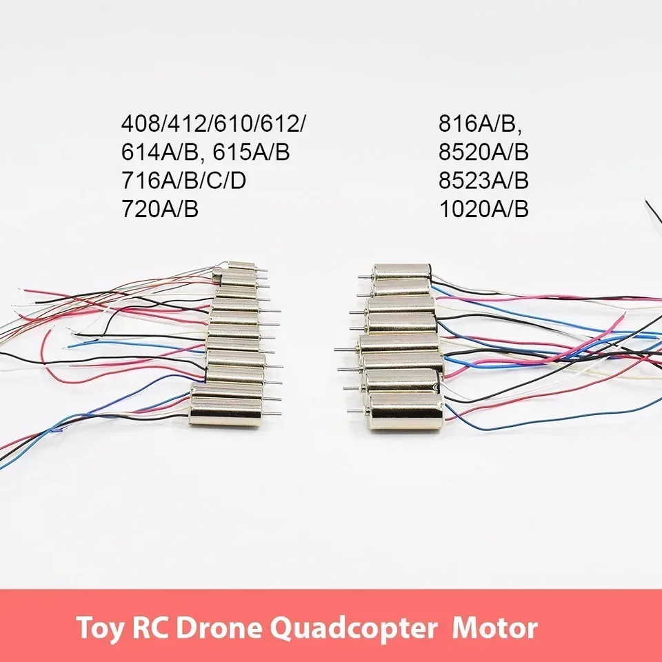 Mini Coreless Motor 408 412 612 615 716 720 816 820 8520 1020 DC 3V-3,7V Vysokorýchlostné RC Hrace Drone UAV Quadcopter Quadcopter Engine
