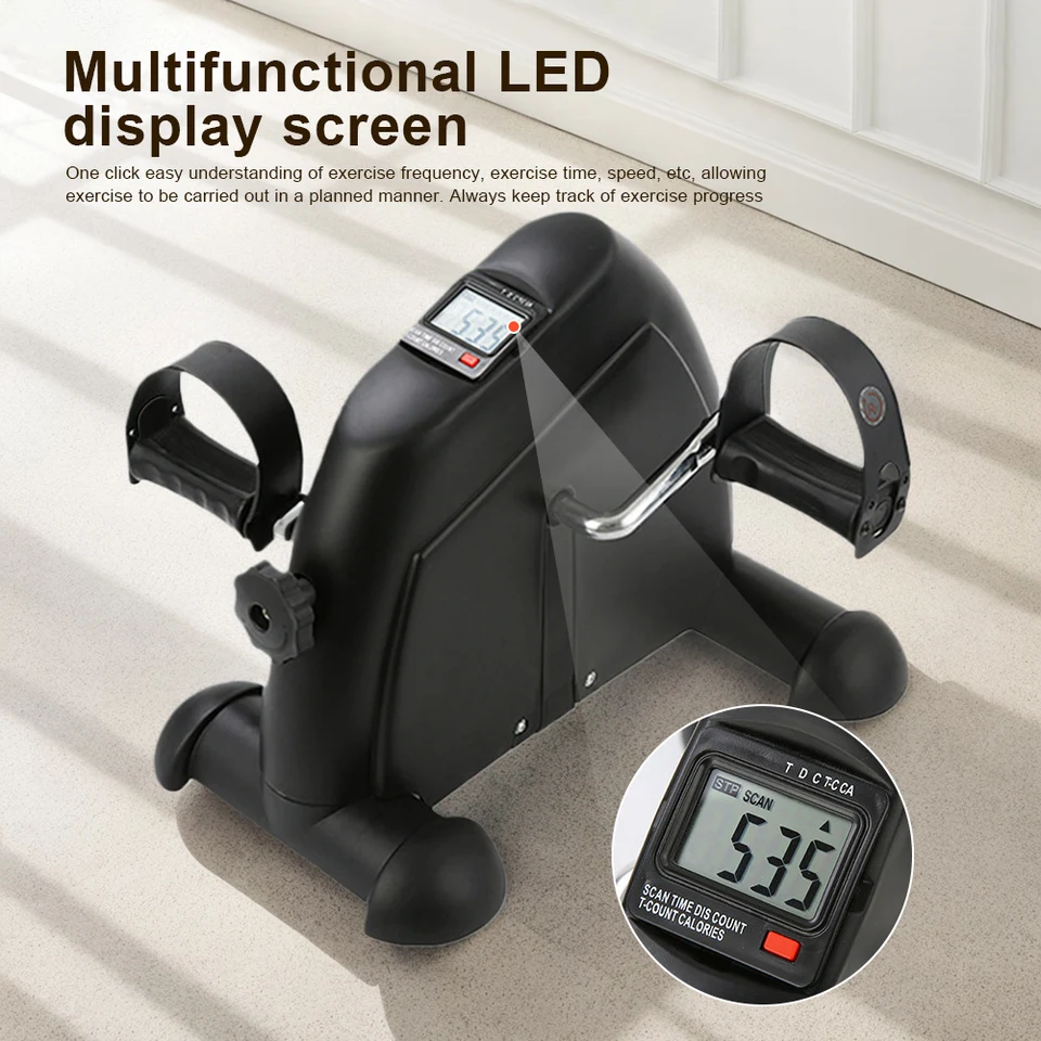 Mini cvičebný bicykel Mini pedál Bike Anti Slip Foot Pedál Cvičenie stroja nastaviteľná pod stolom LED displej na bicykli pre výcvik nôh