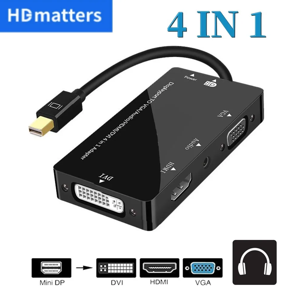 Mini Displayport to HDMI VGA DVI 4K Mini DP Thunderbolt 2 až HDMI Adapter Cable Audio 4 IN1 3 IN1 pre Apple MacBook Pro Air