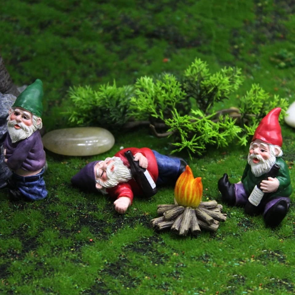 Mini Drunk Gnome Dwarfs, Funny Resin Socha, Cute DIY Bonsai Decorácie pre stôl, vonkajšiu záhradu, sochárske dekorácie, dropshipping