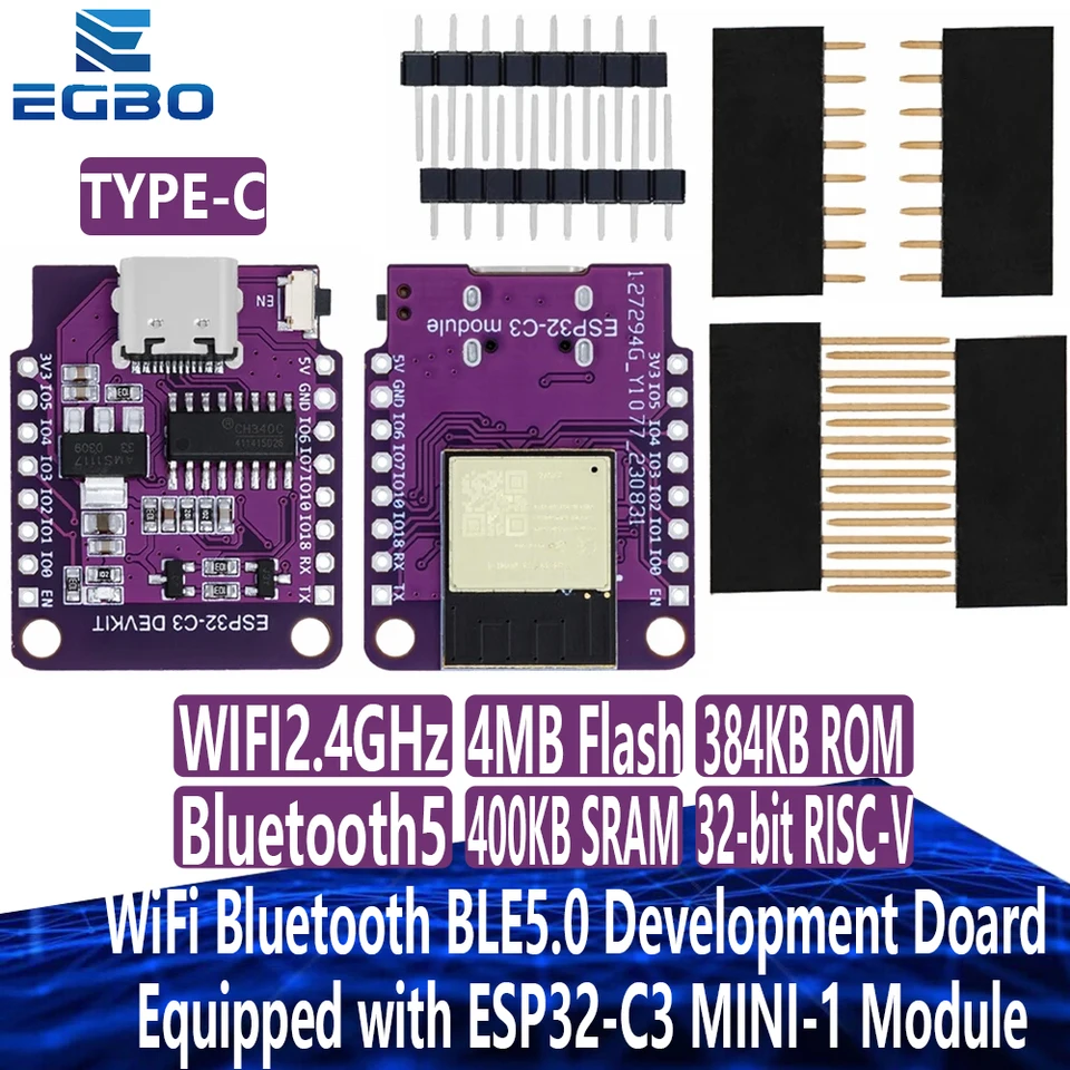 Mini ESP32-C3 WiFi Bluetooth BLE5.0 Development DOARD vybavený modulom ESP32-C3 MINI-1