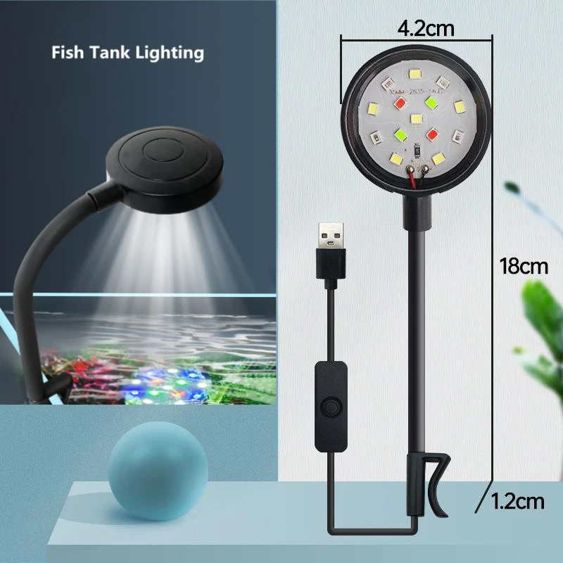 MINI FILD NÁDRCH LIGHTING LED svetlo vodotesné USB-plug 360 stupňov rotácie Energia Usporiadanie klipu Dizajn pre akvárium akvárium Fish Tank akvárium