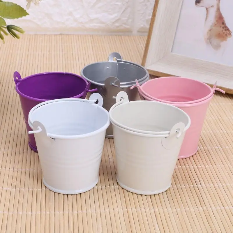 Mini Flower Pot s rukoväťou kovový kvetináč sukulentný záhradný dvor plot L5be