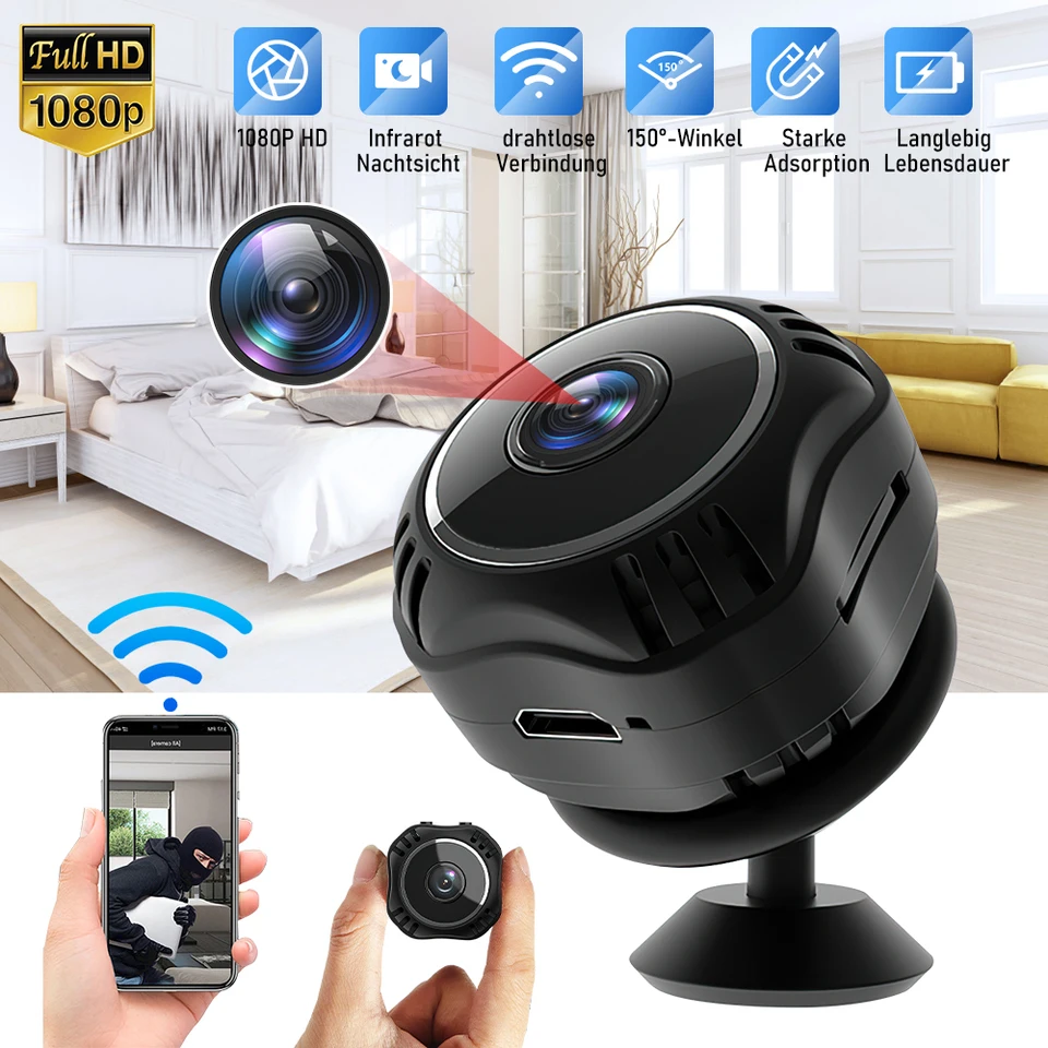 Mini fotoaparát wifi HD 1080p IP nočné videnie Audio Video videokamerový dom