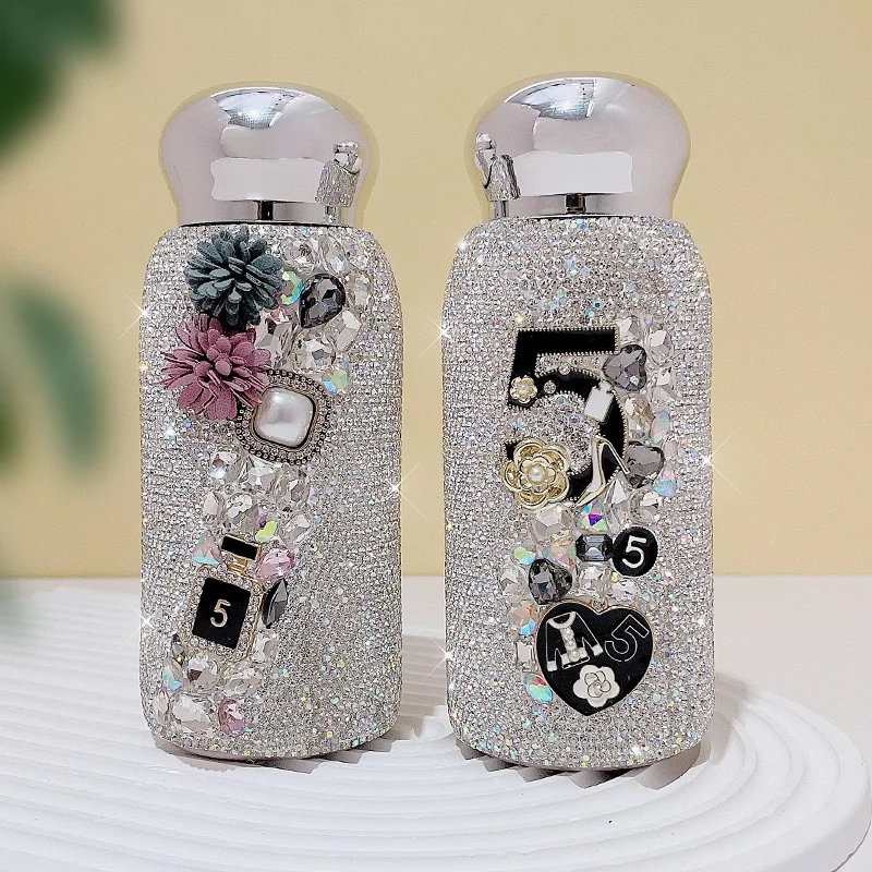 Mini fľaša na fľašu s dĺžkou diaľnicu Diamond Diamond tepelnú izoláciu kávu Glitter z nehrdzavejúcej ocele Thermos bubnovú vákuovú banku