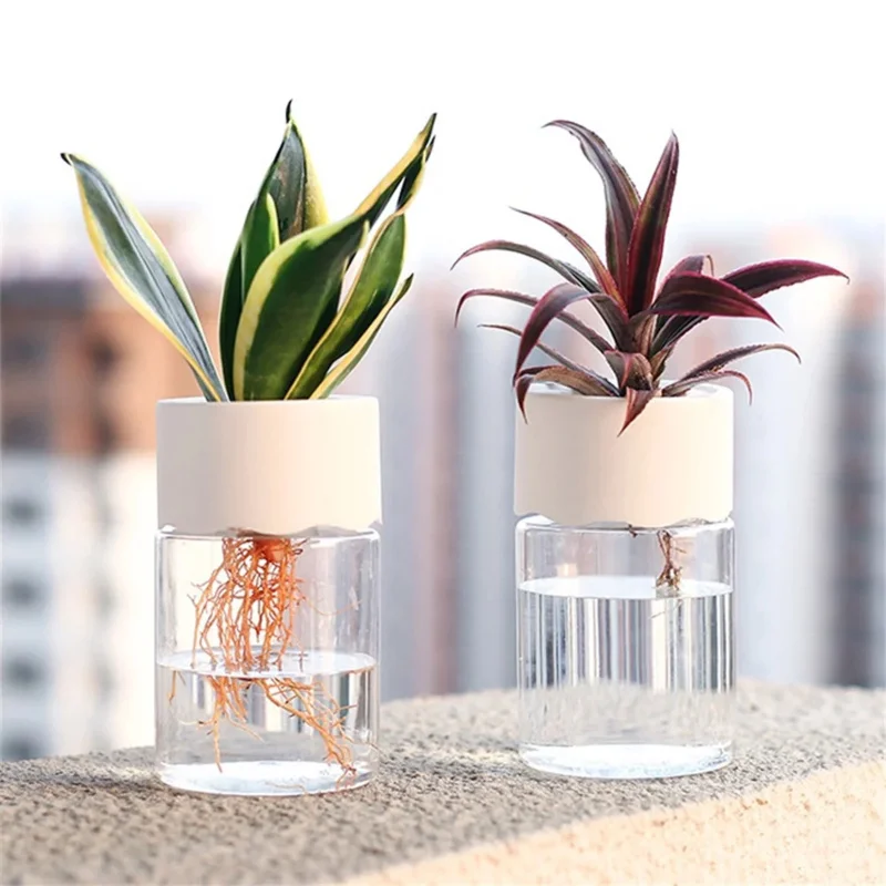 Mini hydroponický kvetinový hrniec Domáca výzdoba Váza priehľadná imitácia sklo Soilless Plant Pots Zelené rastliny hrnca na domácu dekoráciu