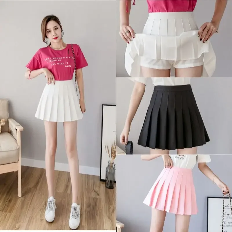 Mini-jupes Plissées d'école japonaise pour femmes, taille haute, kawaii, Jolie Jupe à Carreaux Rose, uniforme harajuku, été, 2024