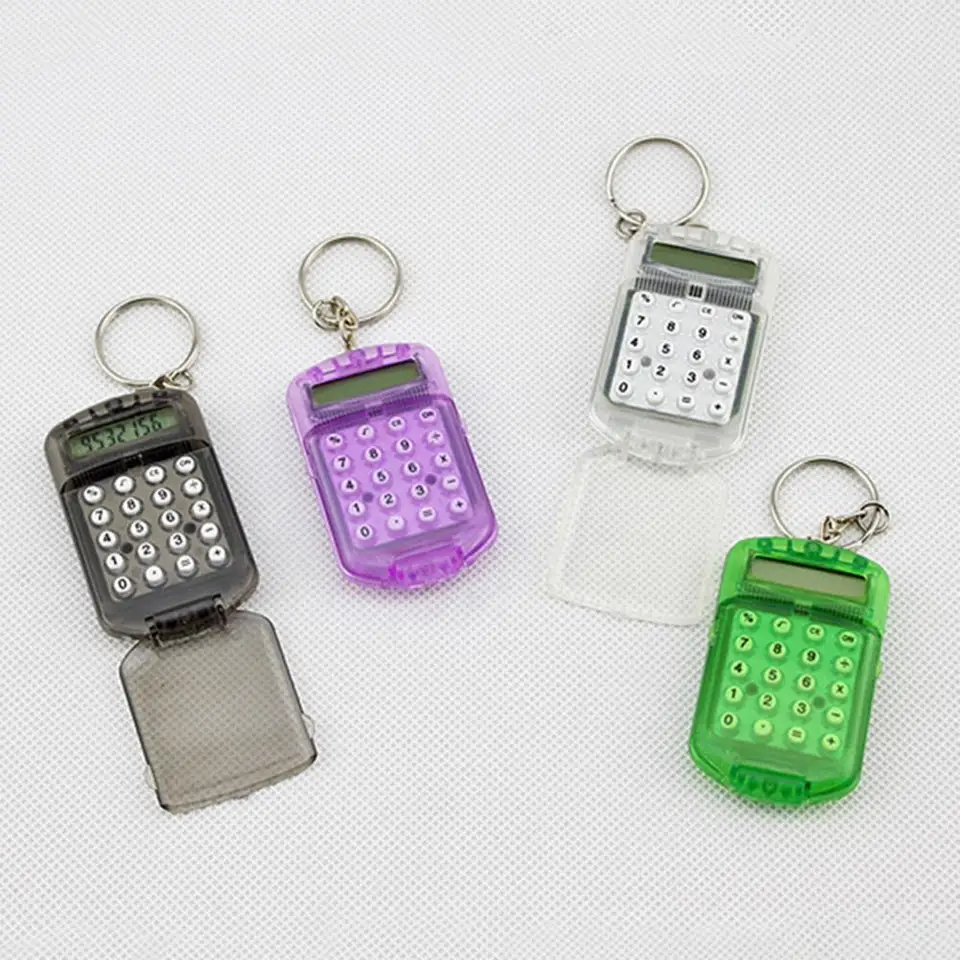 Mini kalkulačka Keychain Multifunkčné študenti Kalkulačka kalkulačka Kľúčový reťazec Elektronická mini kalkulačka kúzlo Kláves