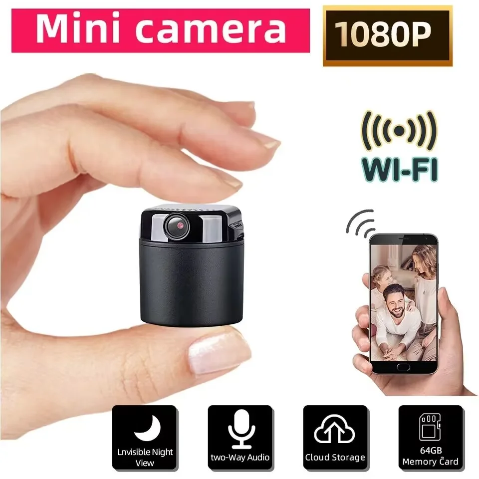 Mini kamera 2.4g detekcia pohybu WiFi 360 stupňov Otočte 1080p sledovanie nočného videnia CAM Micro Micro Camera Suport Hidden TF karta