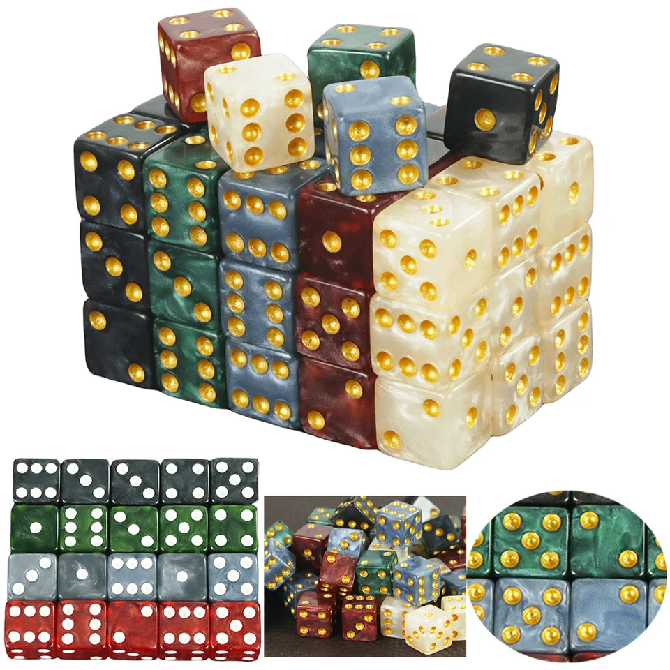 Mini kocky 10ks D6 Štandardný mramorový efekt Zlaté jadrá plastové 12 mm herné hračky Nové outoorliving pre stolovú hru