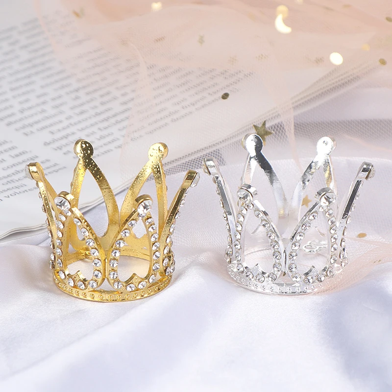 Mini korunná princezná topper krištáľová perlová detská vlasová ozdoby na párty dekorácie