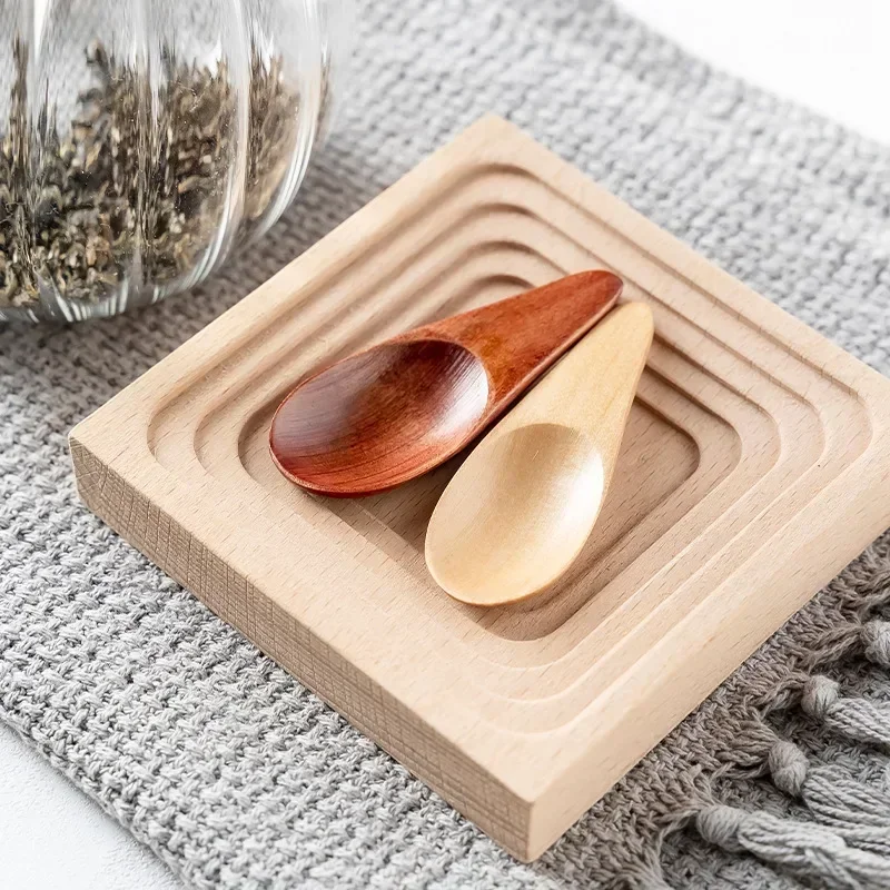 Mini kreatívna čajová lyžica krátke manipulácie s malými drevenými lyžičkami ， káva ， korenie ， soľ ， mlieko ， prášková lyžica