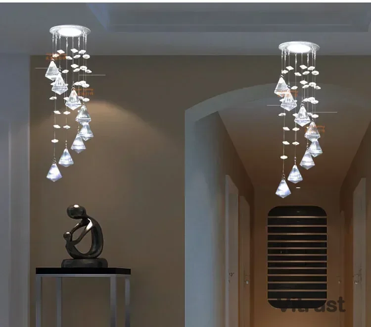 Mini krištáľové lustrové svetlo LED osvetlenie svietidla Chrome LED strop obývacia izba Prehliadka veranda uličky schodité svetlá Plafon