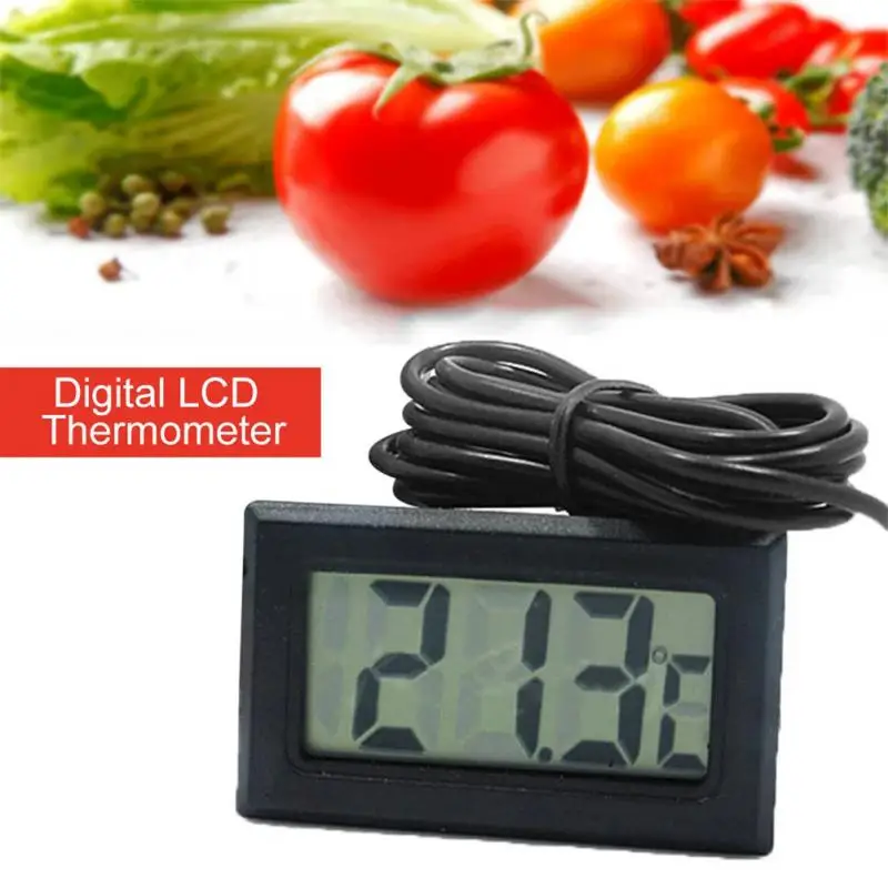 Mini LCD Digitálny teplomer s vodotesnou sondou Vnútorná vonkajšia pohodlná teplota senzor pre akvárium chladničky chladničky