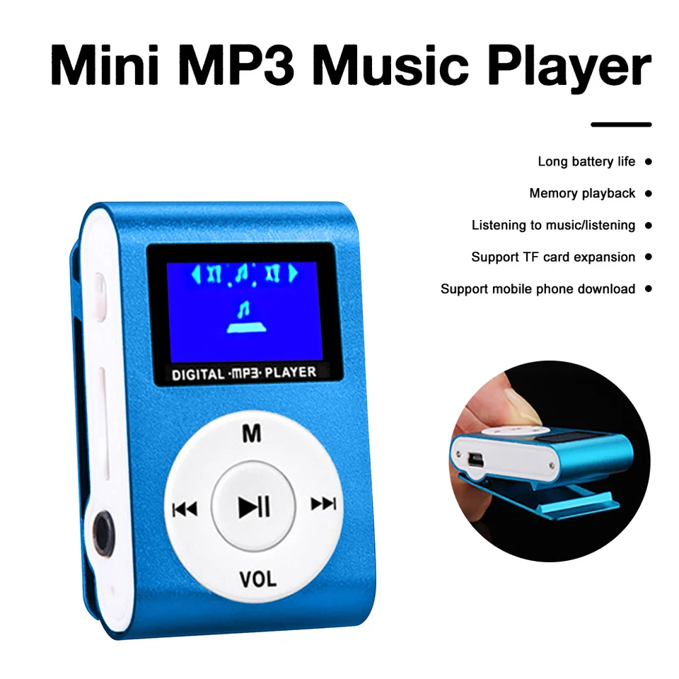Mini LED displej klip MP3 prehrávač USB Nabíjateľný prenosný športový hudba Walkman s káblovými slúchadlami pre študentské deti darčeky