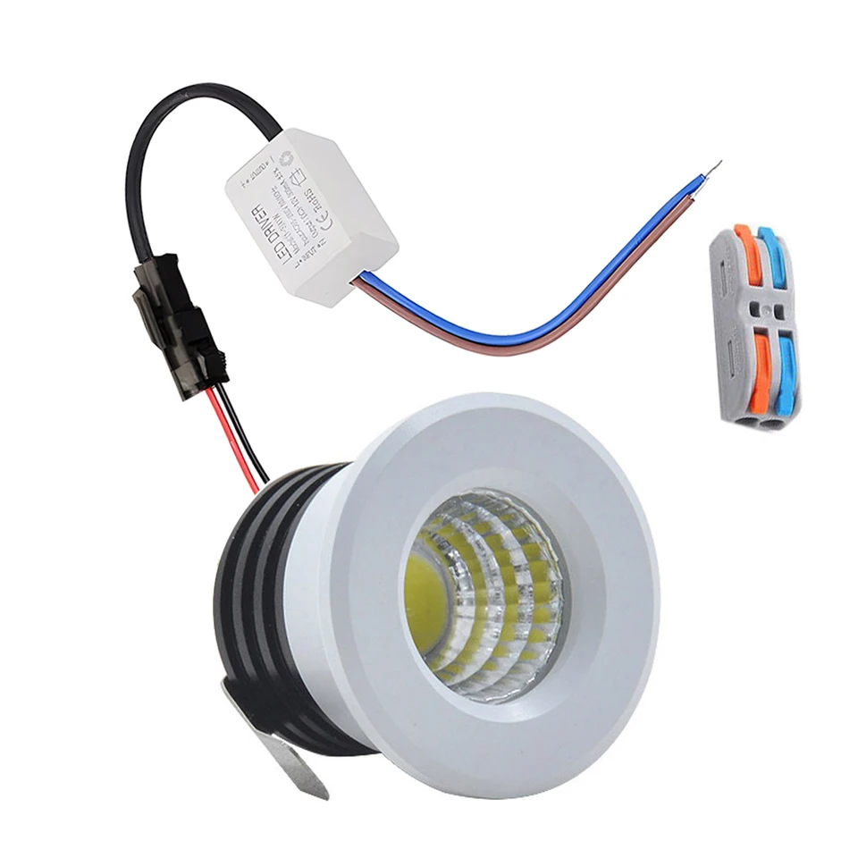 Mini LED Downlight 3W 30 mm otvor 100V 120V 230V 240V Karbinát Spot Light Police Display Prayska ľahká drevená podlahová podlaha svetlo