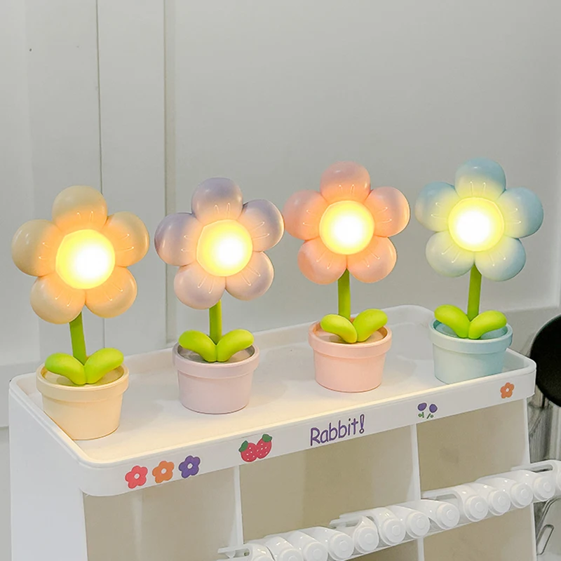 Mini LED kvetinové nočné svetlo roztomilé malá stolová lampa stolová plocha ozdoba na nočnú spálň