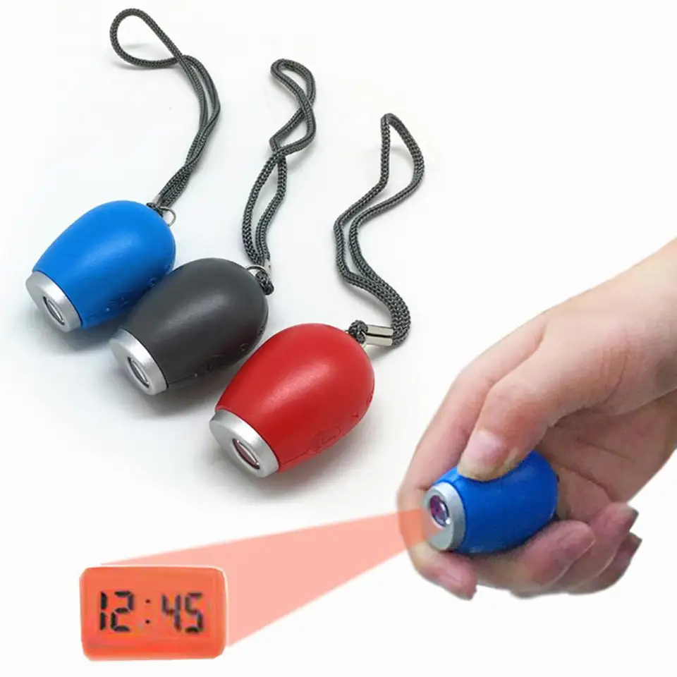 Mini LED premietacia hodina prenosná prenosná reťaz kľúča Elektrická digitálna projekcia Digitálne hodiny pre spálňu