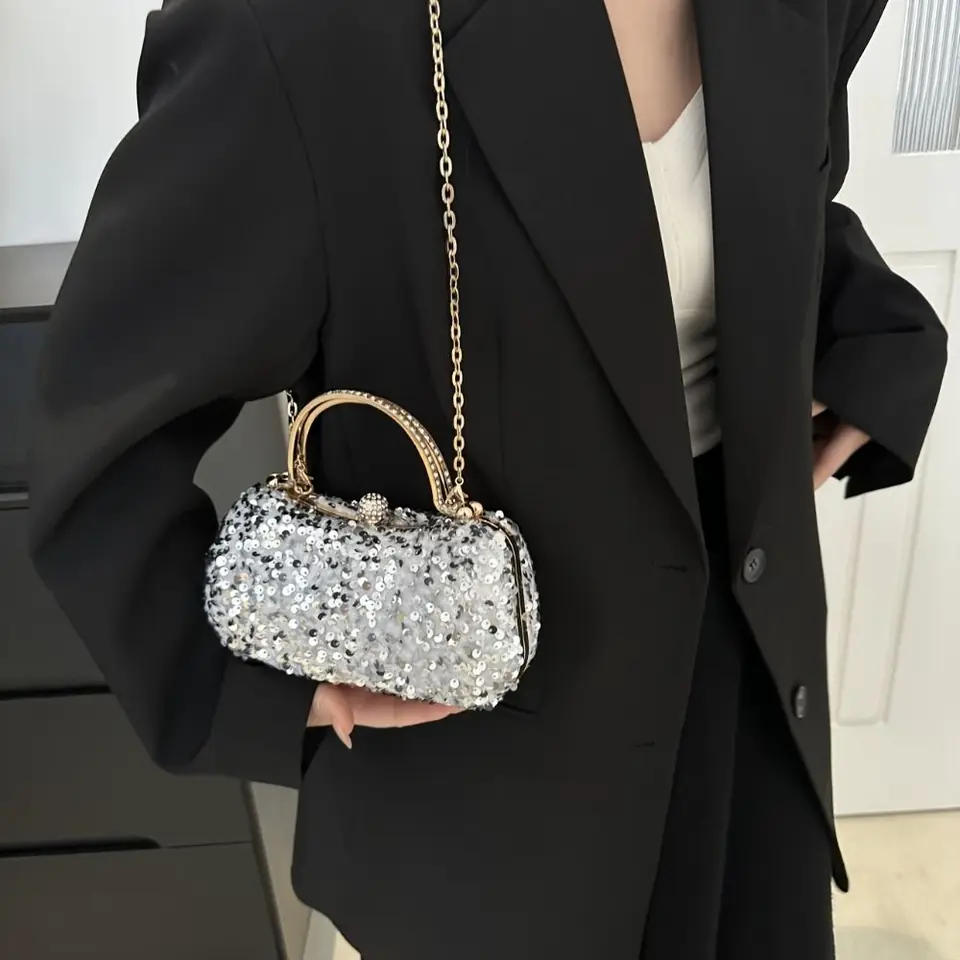 Mini lesklý večerný banketový taška na reťazovú kabelku s taškou flicin bling rameno tašku malá kabelka kabelka Tassel Crossbody Bag Svadba