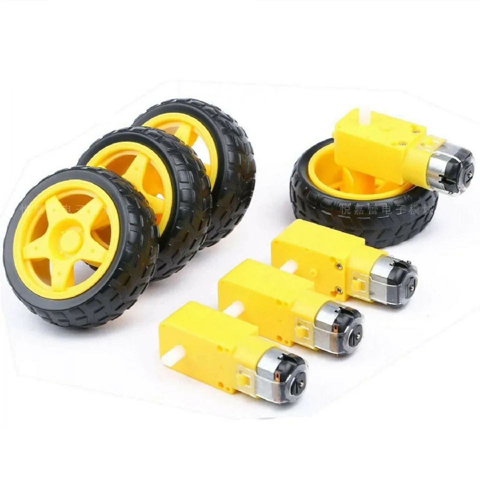 Mini Micro TT dvojitý hriadeľový prevodový motor v DC Motors 3V až 6V a gumové koleso pre hračky Smart Car Robot