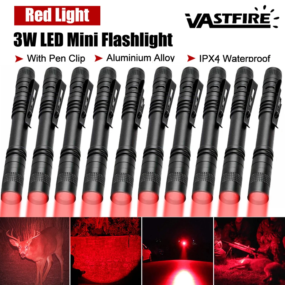 Mini pero Light Prenosná LED baterka biela/395nm/červené svetlo Torch 1 režim vrecká LED baterka pre zubný kemping turistiku