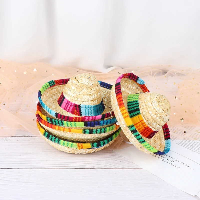 Mini Pet Dogs Slaw Hat Hat Sombrero Cat Sun Hat Beach Party Party Slaw Hats Dogs Hat