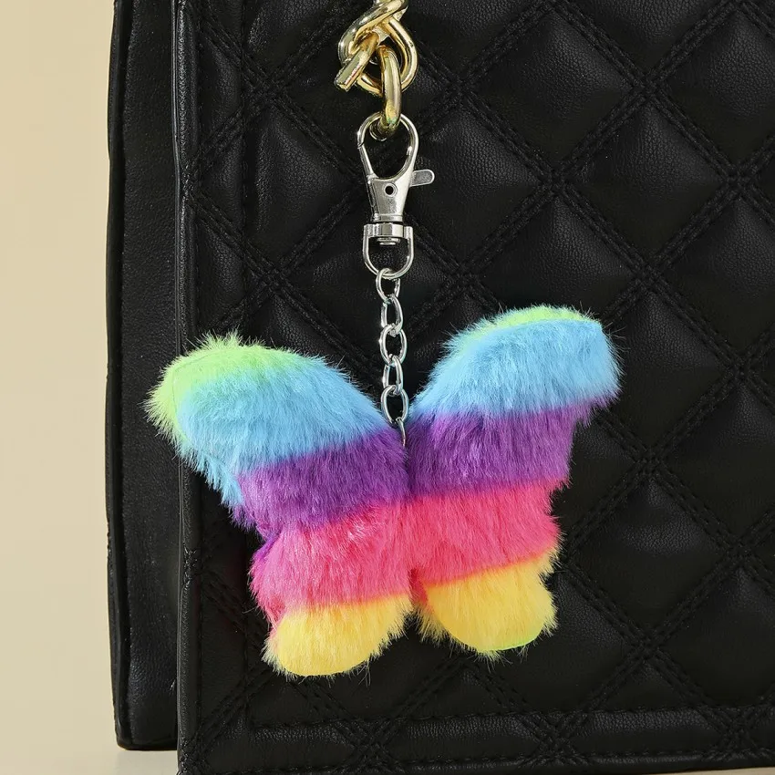 Mini plyšové motýľové kľúče visí závesné ornament batoh kabelky kúzlo pre dievčatá
