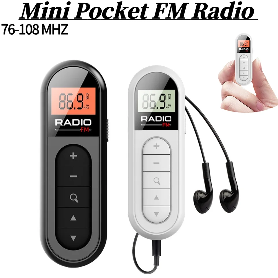 Mini Pocket FM Radio 76-108MHz Prenosný rozhlasový prijímač s podsvietením LCD Display Walkman Radio pre stretnutie so športovými turistickými sprievodcami