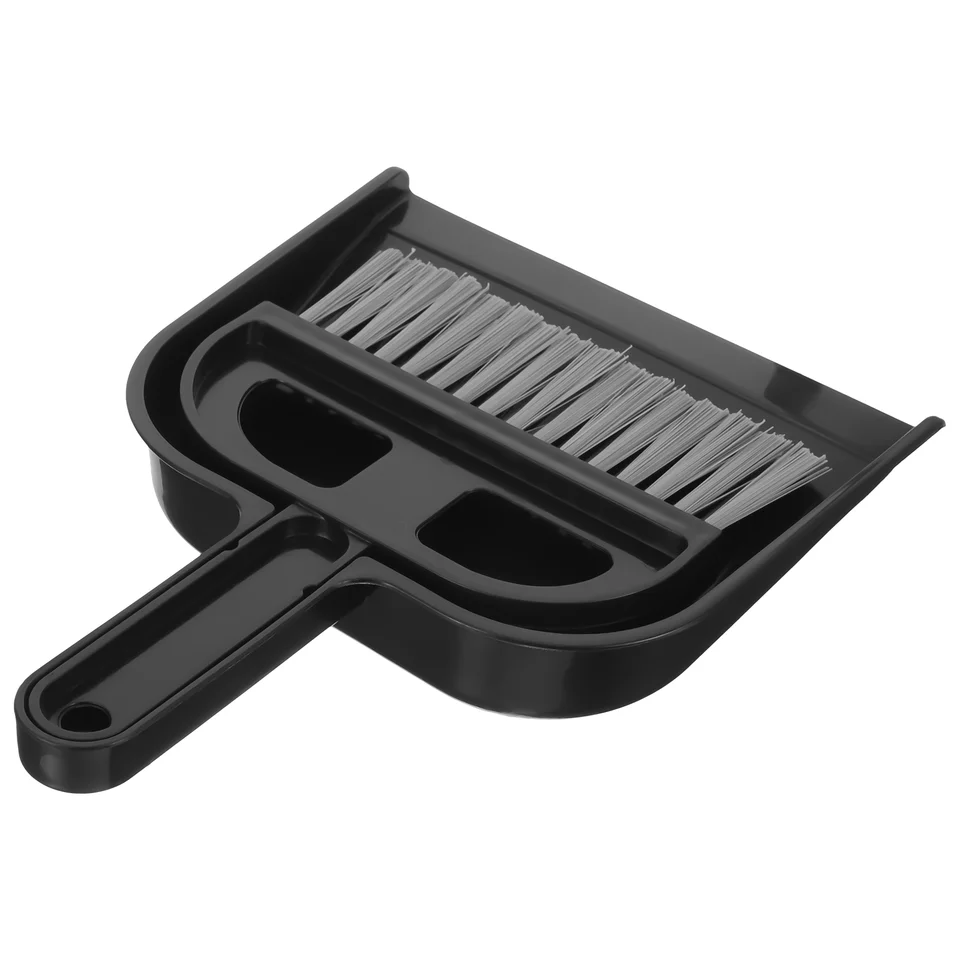Mini pracovná plocha zametaná čistiaca kefa na malú metlu Sada Dustpan (čierna)