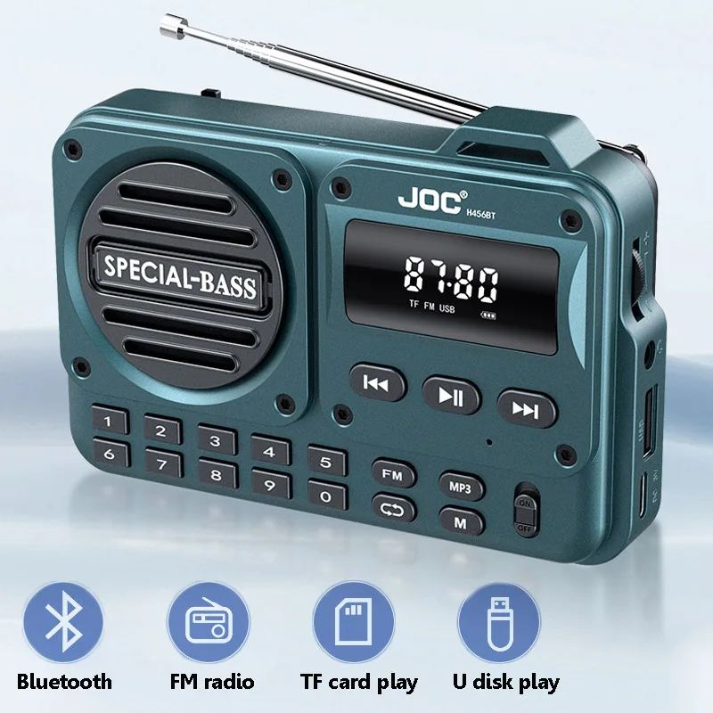 Mini prenosné FM Radio HD Screen Radios prijímač bezdrôtového basového basetooth reproduktora hudobné box s TF kartami U disk 3,5 mm náhlavná súprava JAC