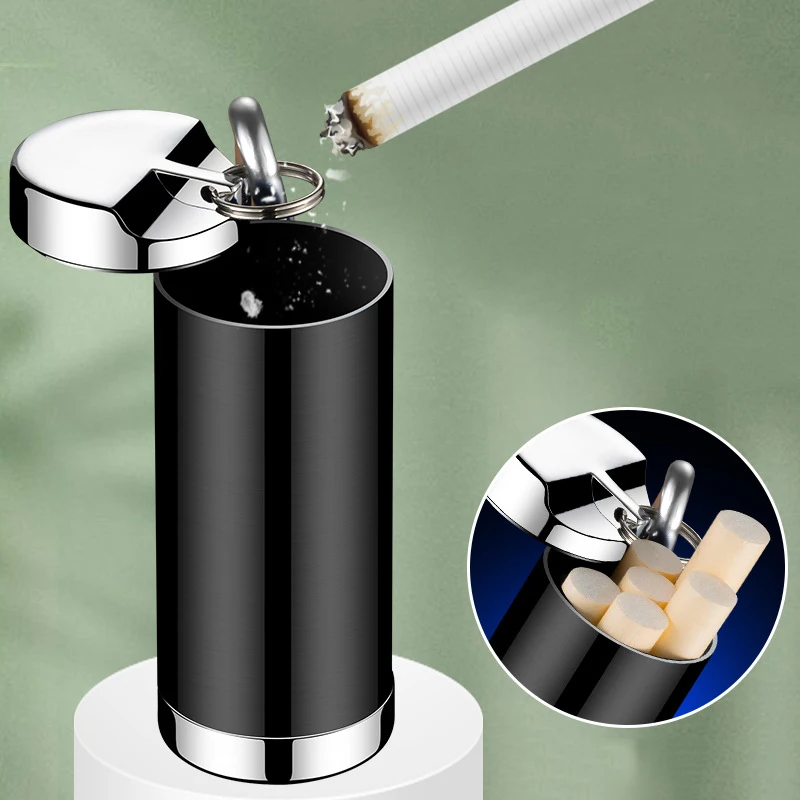 Mini prenosné okrúhle popolníky Keychain Metal Fajčenie Cigaret Ash Ash On pre vonkajšie miesto prepravuje darček pre fajčiara