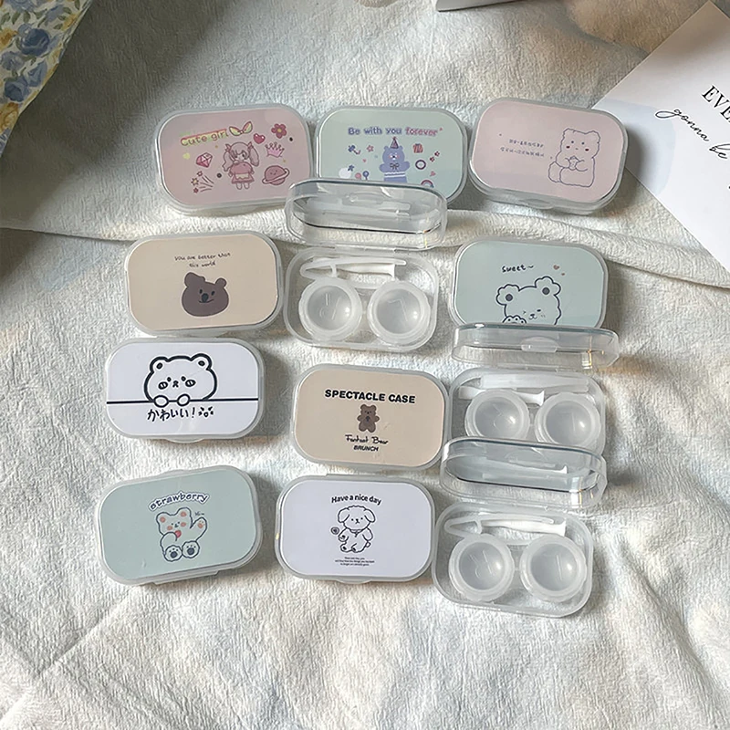 Mini prenosný kontaktný šošovkový svorka CLAMP Pinzén Kombinácia netesnosť Proof Past Color Storage Box Plastová krása Škatuľa na starostlivosť o škatuľu