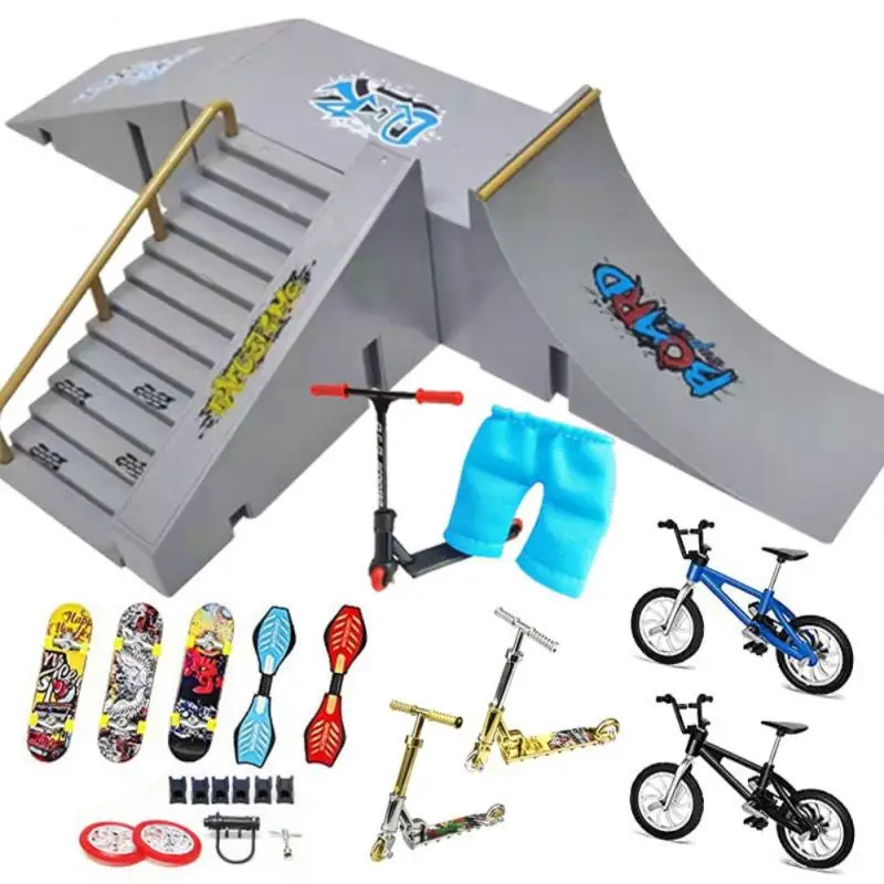 Mini prstové skateboardy korčule Ramp Set Set Fing Bicykel Skateboard hračky fidget valček pre dospelých detí